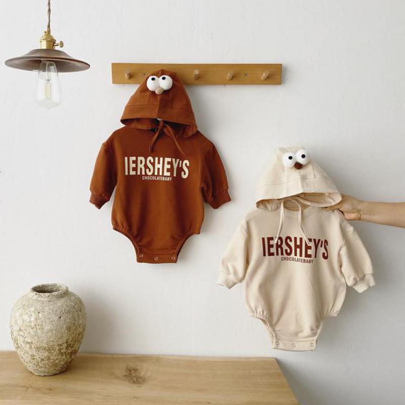 Spring Newborn Baby Bodysuit Infant Cotton Long Sleeve Baby Boy Letter Print Jumpsuit Girls Clothes With Hat