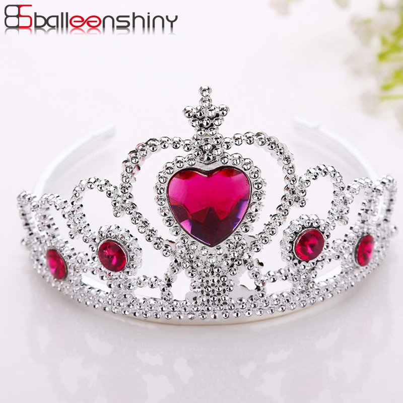 BalleenShiny Princess Crown Headwear Hair Ornament Baby Girls Silver Plastic Hair Accessories Children Kids Photo Prop