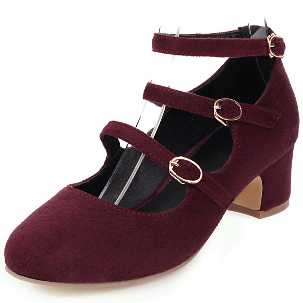 SARAIRIS Classic Female Thin Belt High Heel Leisure Sandals Dress Wedding Bride Round Toe Pumps Women Summer Shoes Woman: Wine Red / 10.5