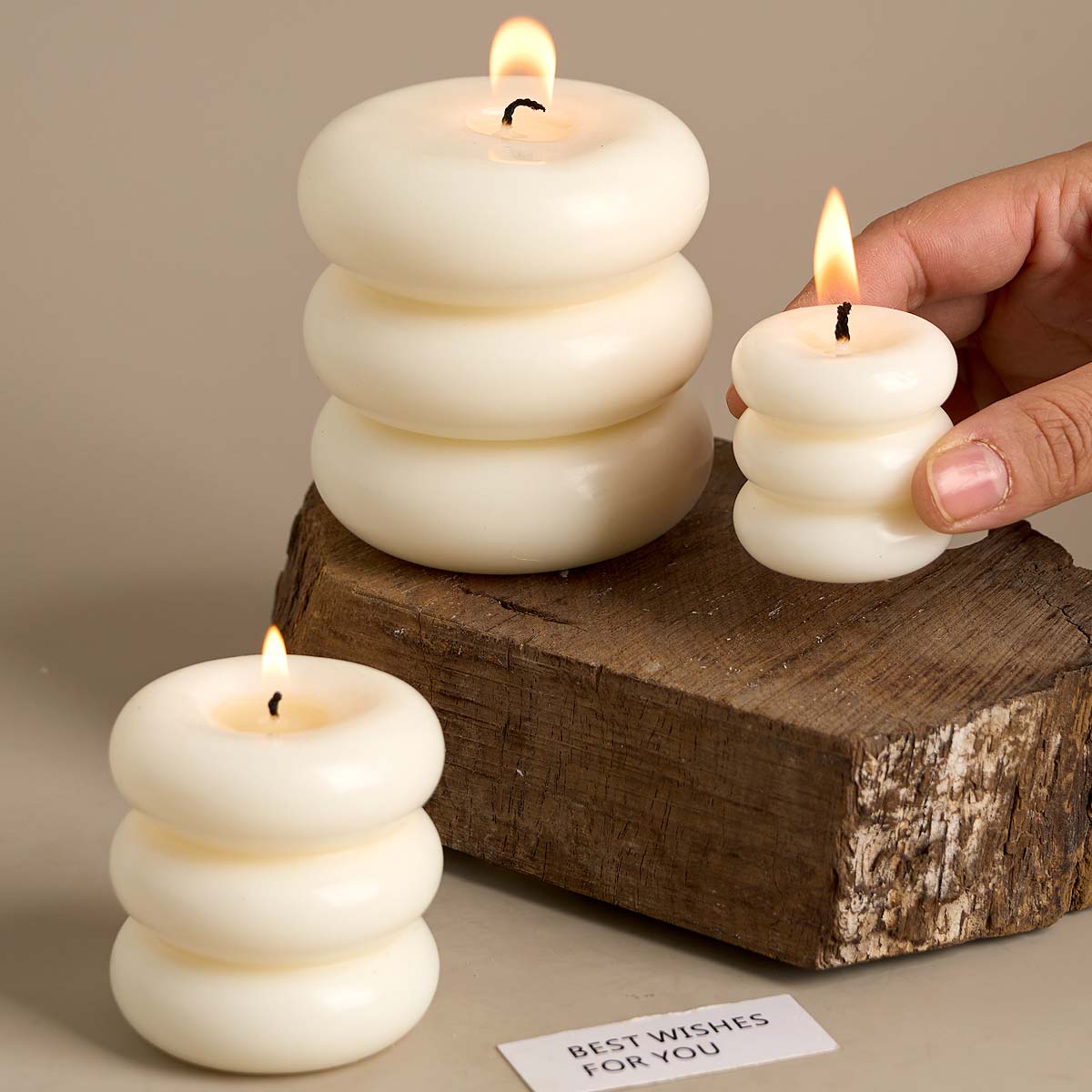 Molde de vela de silicona con forma de Donut de tres capas, círculo apilado DIY, velas perfumadas, moldes de jabón, artesanía de resina de yeso, decoración del hogar