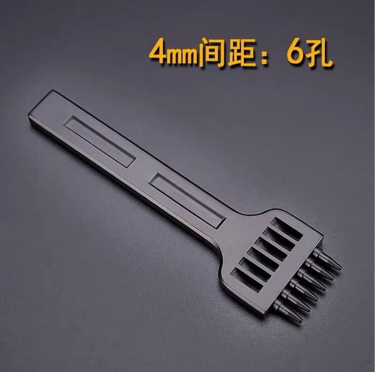 Advanced Leather Row Punch 3/4/5/6mm Spacing Hole Leather Bag Round Punching Electroplating Leather Carving Punchs Set: 4mm-6 punch