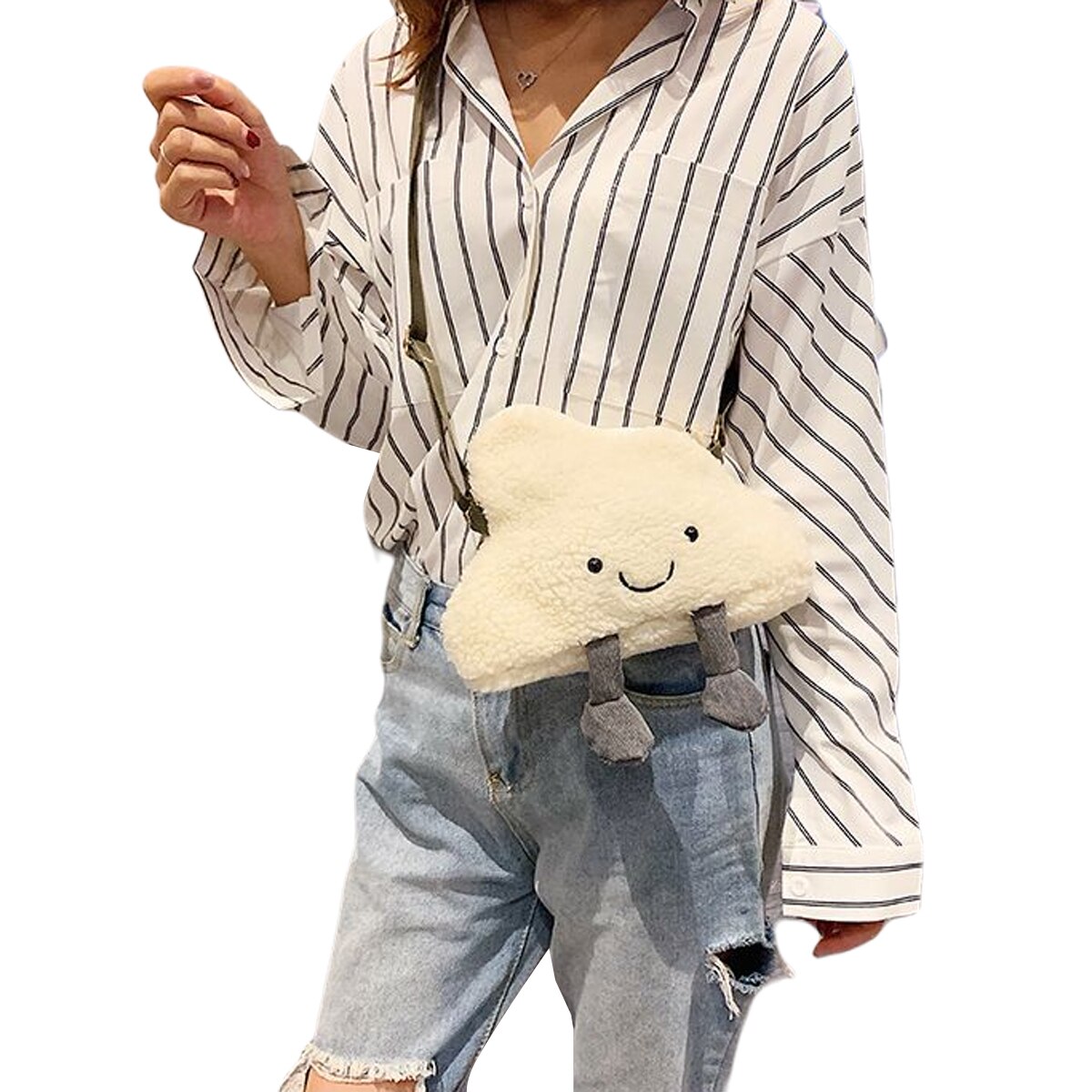 Kvinder piger sød lille crossbody taske blød dejlig sky form plys skuldertaske fødselsdag