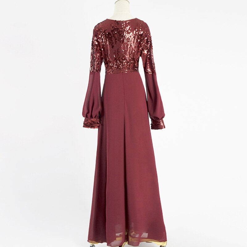 Chiffon pailletter abaya dubai hijab muslimsk aftenkjole kvinder pakistan kaftan tyrkiet islamisk tøj kaftan marocain kjoler kåbe