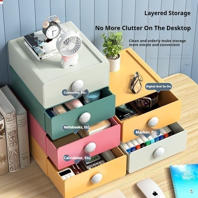3Pcs Large Capacity Desktop Storage Box Desktop Sundries Organizer Stackable Desk Storage Box With Handle Drawer Home Storage