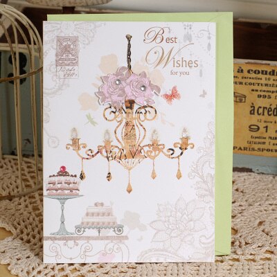 Jahrgang Grußkarten Papier 3D Blume Karten Für Geburtstag: Wunsch 1602 II 05