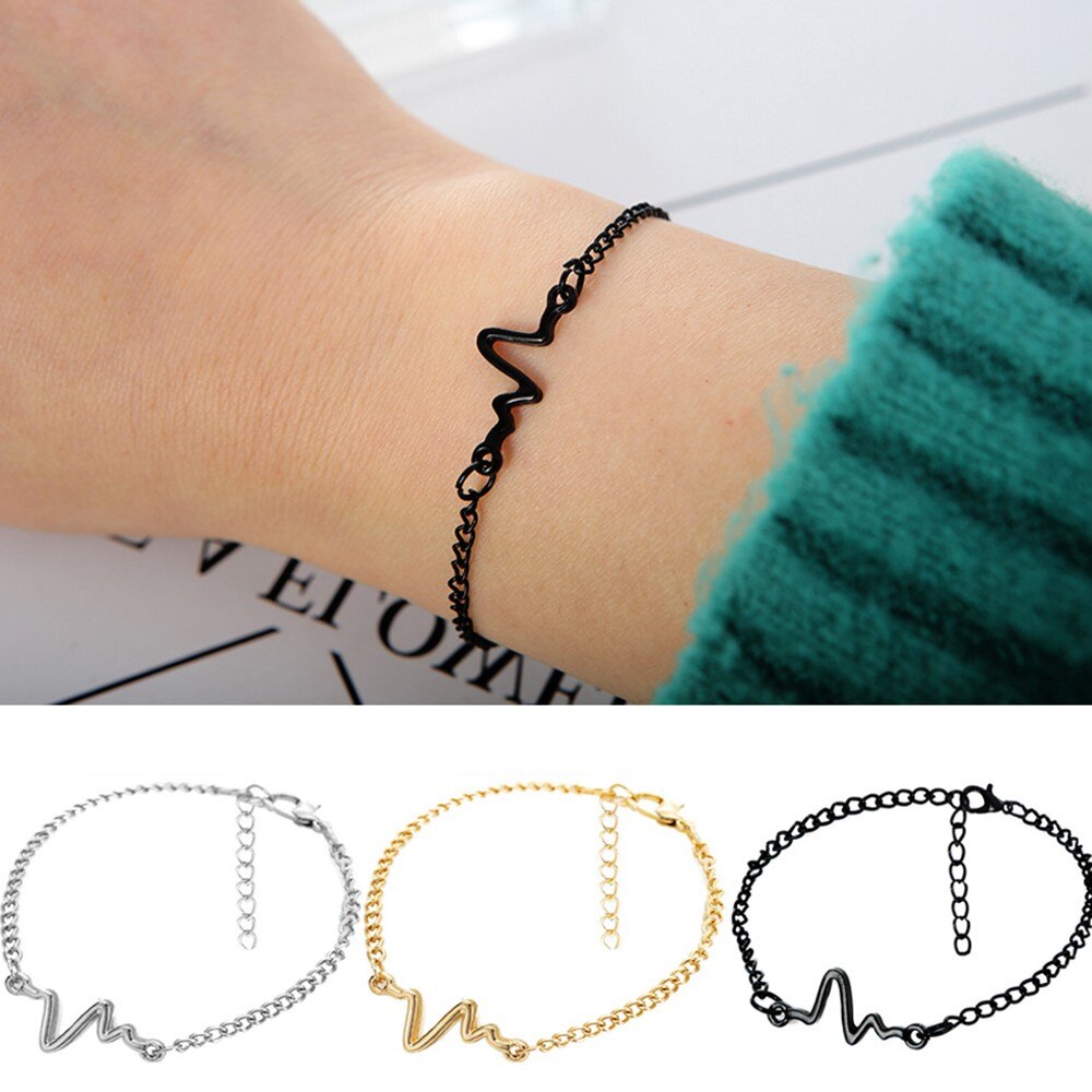 neue Koreanische Heißer Einfache Wellen EKG Herz Bewertung Blitz Charme Armbänder Für Frauen & Männer Schmuck Sommer Stil Strand