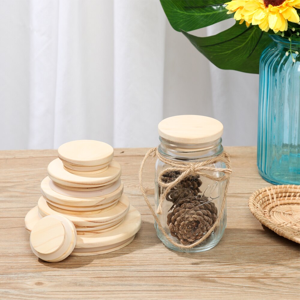 Bouchons de scellage de bouteilles réutilisables en bois, diverses tailles, pour rangement de bocaux maçon, couvercle à large bouche en bois
