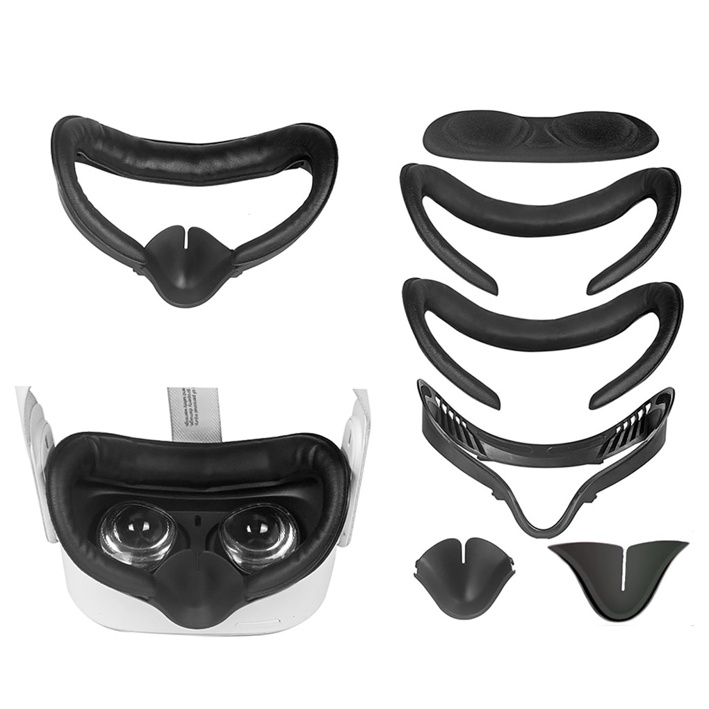 6Pcs Soft Pu Lederen Oogmasker Cover Antislip Vr Glas Cover Transpiratie Lens Kussen Protector Vervanging Voor oculus Quest 2