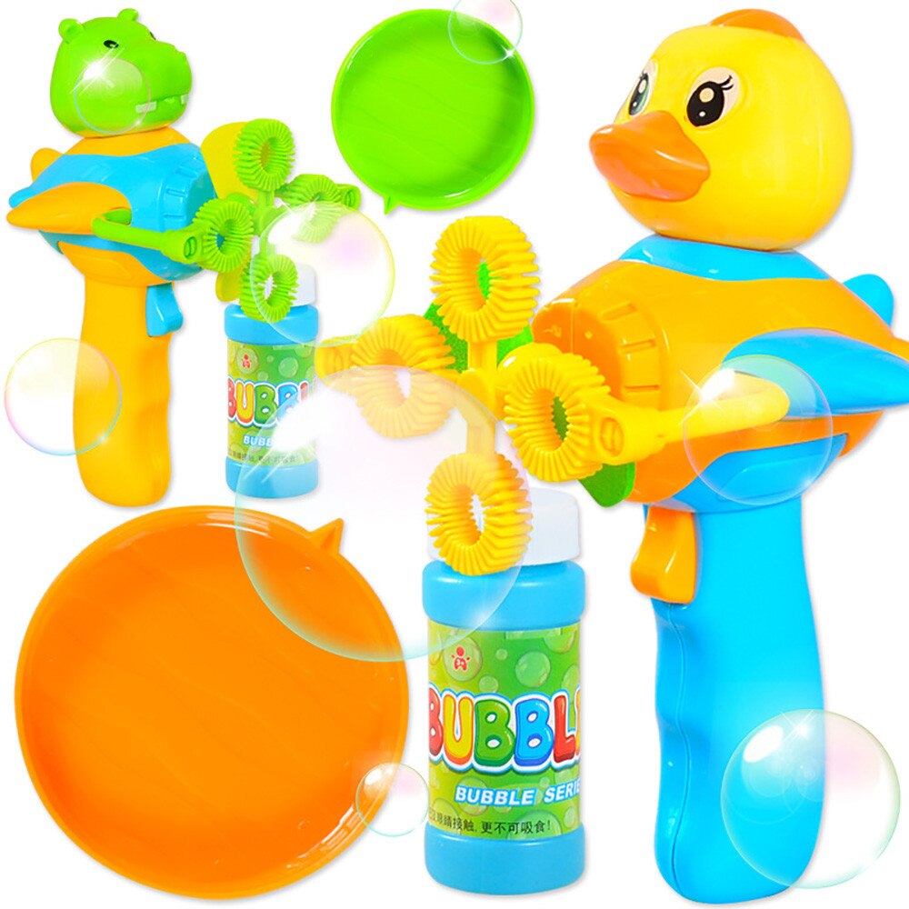 Summer Children's cartoon Water Gun hand-held automatic electric four-hole blowing bubble toy Birthday n#