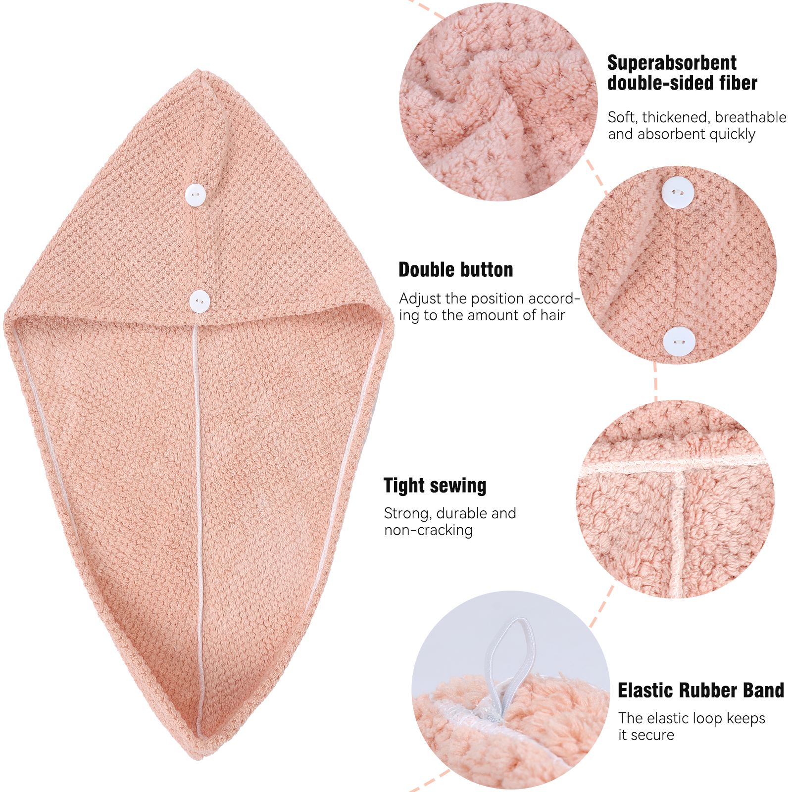 Parel Katoenen Haar Handdoek Wrap Super Absorberend Sneldrogend Haar Handdoeken Microfiber Haar Hoed Caps Voor Drogen Krullend Lang Dik Haar