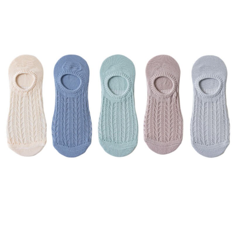 5 paia/lotto calzini invisibili in cotone Mujer antiscivolo Chaussette caviglia bassa donna femminile calzini da barca No Show Calcetines traspiranti: 04