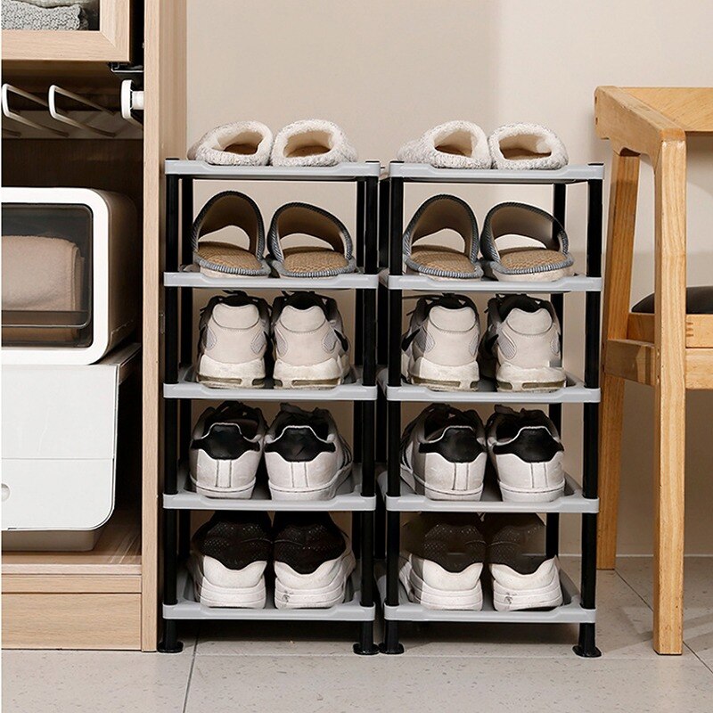 5 Layers Stackable Shoe Hanger Assembly Integrated Large Capacity Shoes Storage Rack Space Saving Safety Shoe Stand Organizer