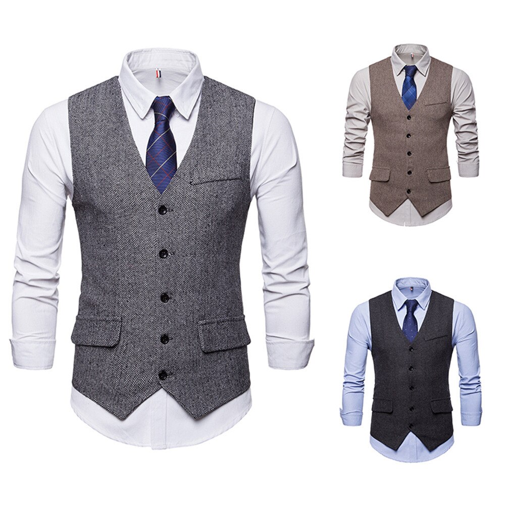 Jurk Vesten Voor Mannen Slim Fit Heren Pak Vest Mannelijk Vest Gilet Homme Casual Mouwloze Formele Zakelijke Jas