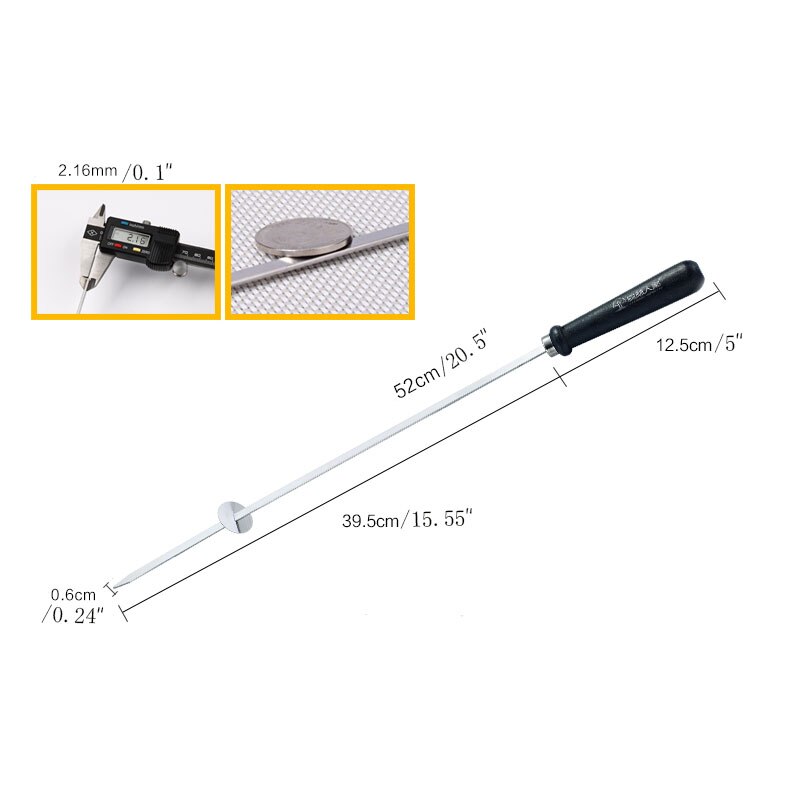 20.5''/52cm Barbecue Skewer Stainless Steel Shish Kabob Sticks Flat Metal BBQ Stick Slide Disc Easily Removes Food 4/6/10/12pcs