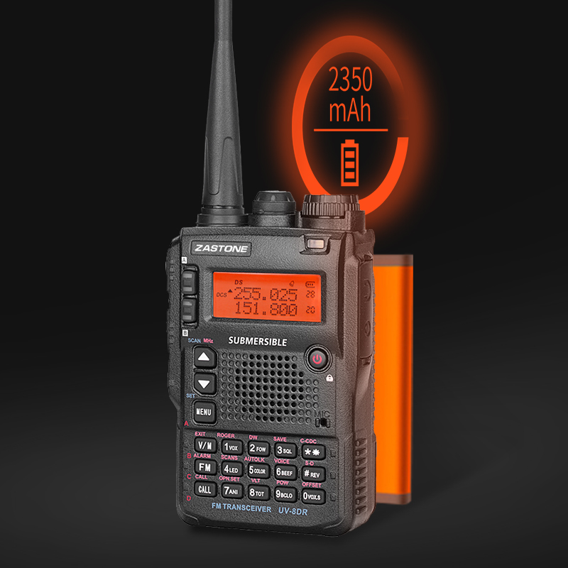 Walkie-talkie Zastone UV-8DR VHF/UHF 136-174MHz 240-260MHz 400-520MHz 128-MHz, Radio bidirectionnelle à trois bandes CH UV8DR