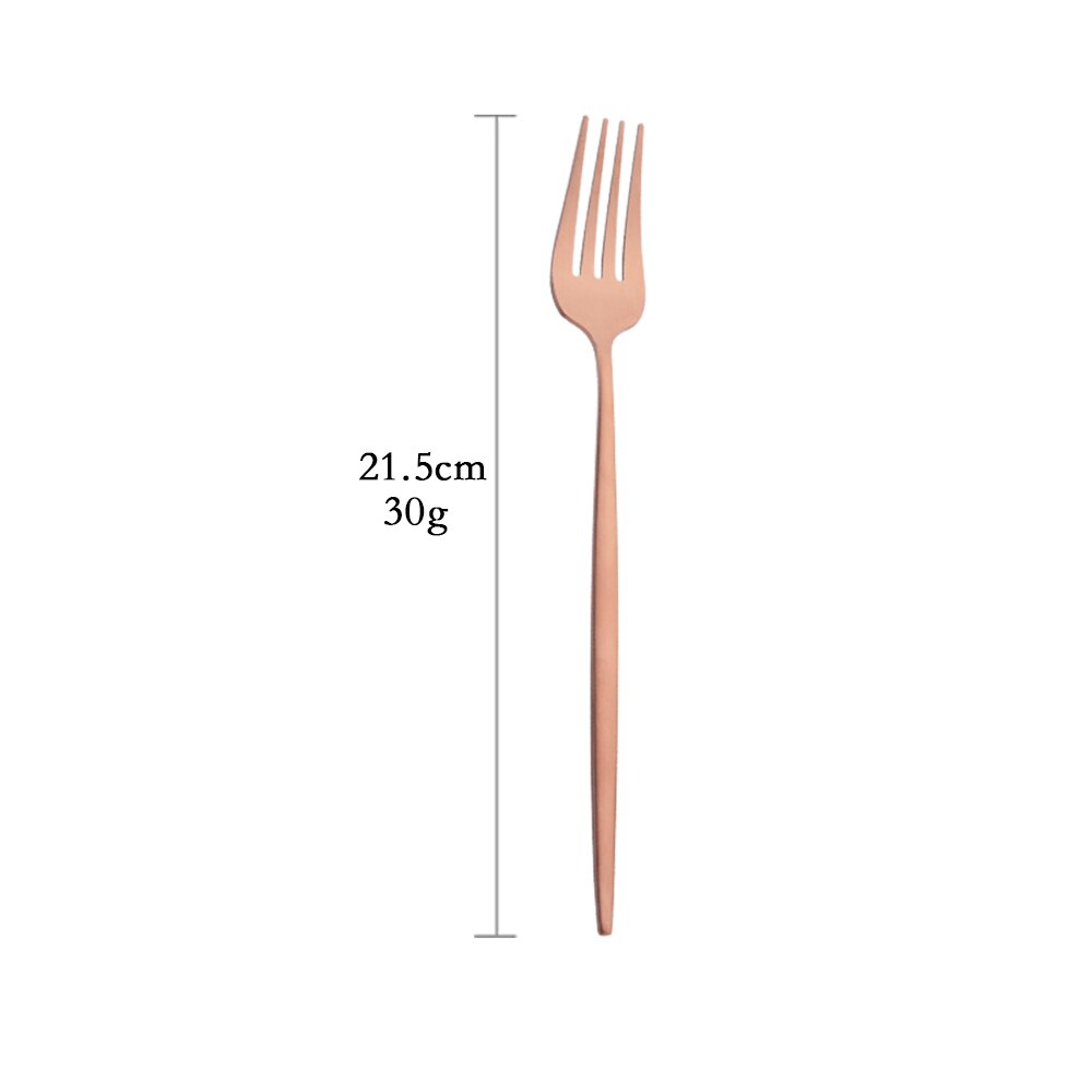 Tableware Matte Rose Gold Cutlery Set Stainless Steel Luxury Dinnerware Home Flatware Dessert Fork Tea Spoon Knife Kitchen Set: Dinner Fork