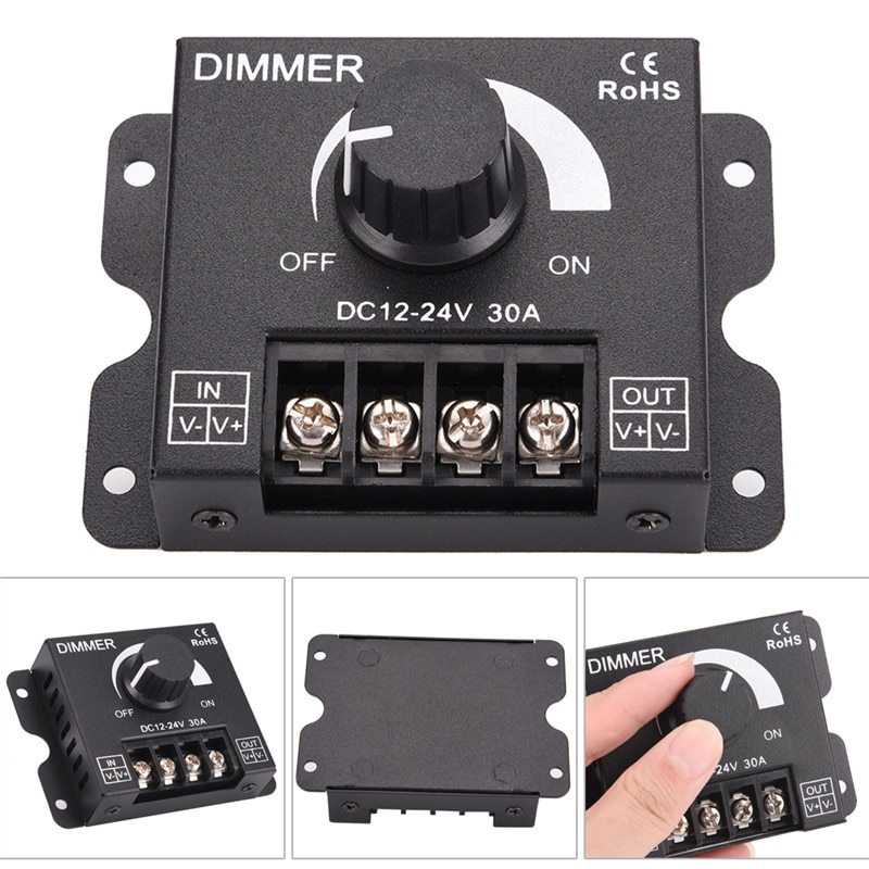 30A Led Dimmer Dc 12V 24V 360W Verstelbare Helderheid Lamp Strip Driver Enkele Kleur Licht Power supply Controller