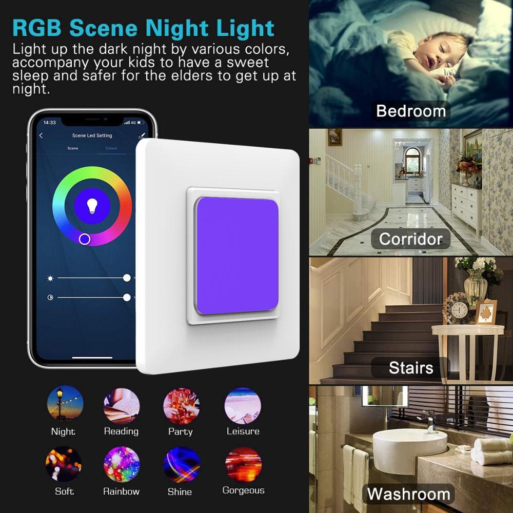 EU WiFi Smart Wall Switch Push Button Timer Relay Switch Voice Remote Control RGB LED Night Light Lamp TUYA Alexa Google Home