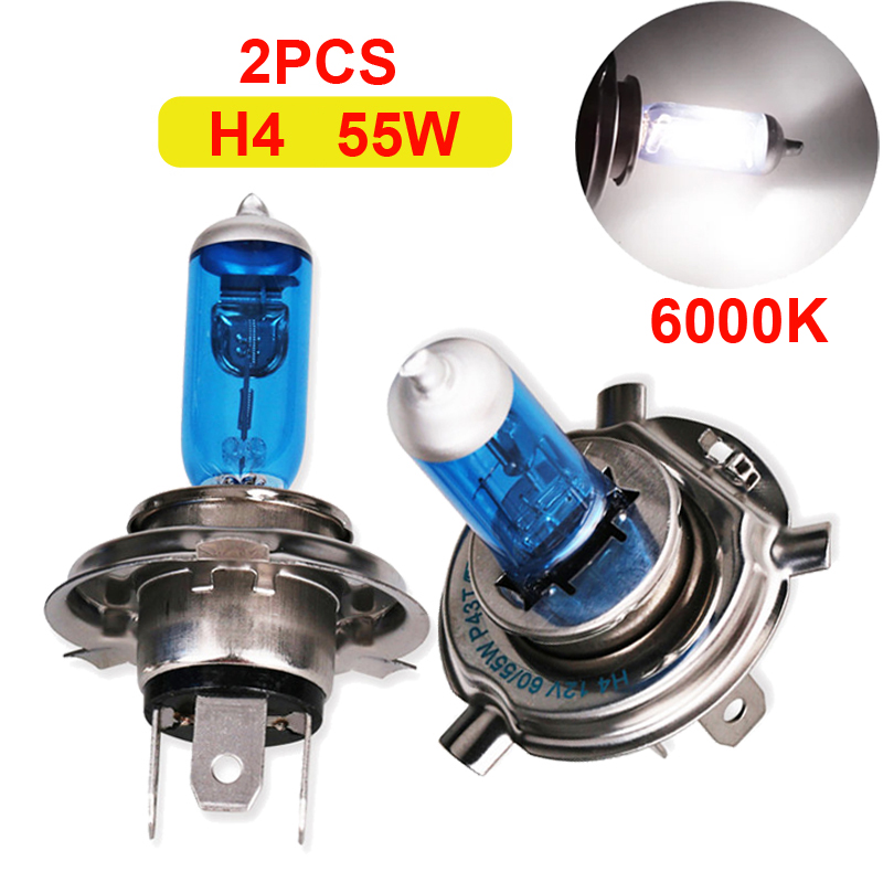 2 stk. super-led-pærer hvide 12v h1 h4 h7 forlygtesæt 100w 6000k bilpærer xenon-lampe superklar halogen-bilforlygte: Gul