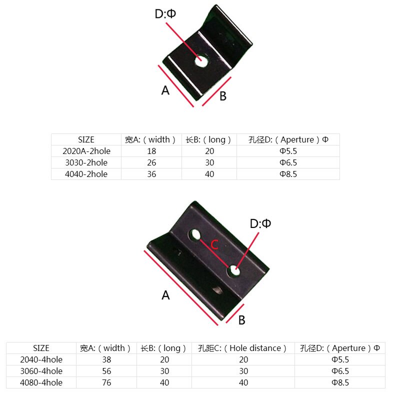 1PC 2040 3030 L bilden Schwarz Ecke Klammern Montage Winkel Aluminium Anschluss für Aluminium Profil