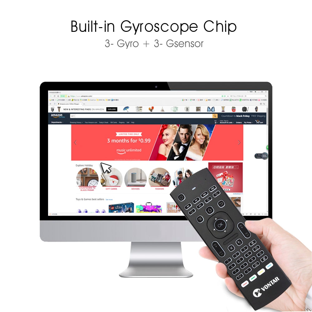 VONTAR-teclado inalámbrico MX3 Pro para Android TV Box, periférico con retroiluminación, 2,4G, Control remoto, aprendizaje IR, Fly Air, ratón, X92, X96