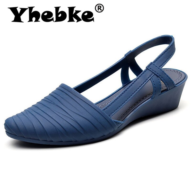 sandalias para mujer, zapatos de punta afilada, zapatos de gelatina, suela suave, Sandalias de tacón bajo, zapatos casuales al aire libre para la playa de calle diaria, Rosa: Blue / 38