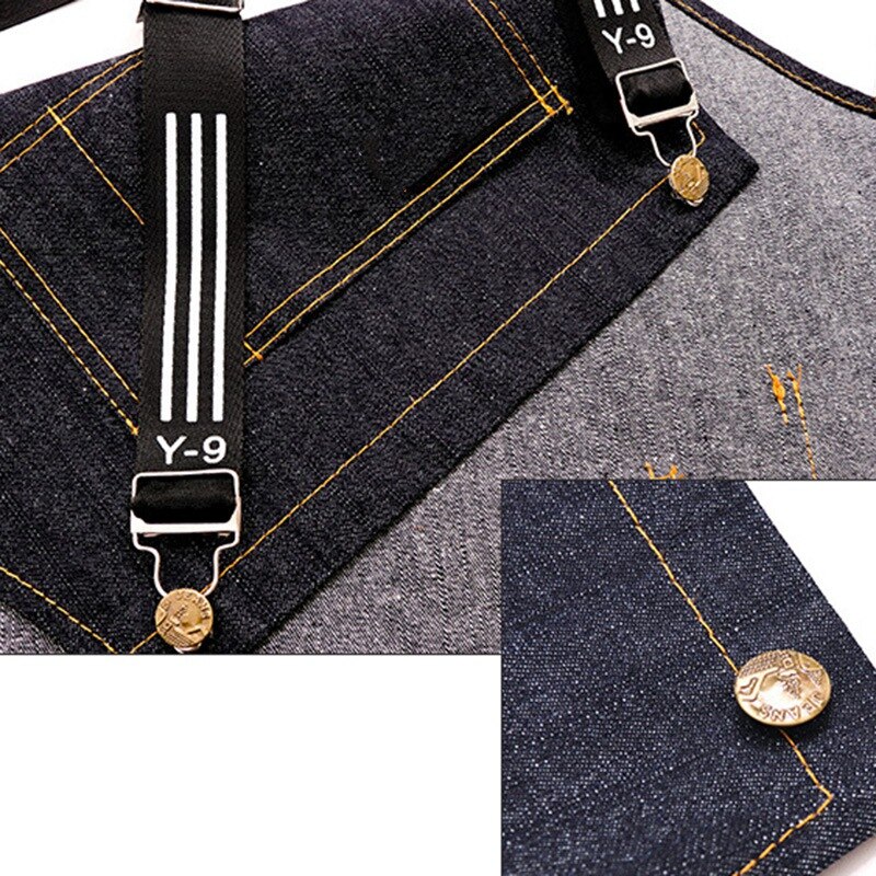 Cook Apron Barista Bartender Chef Hairdressing Apron Catering Uniform Work Wear Anti-Dirty Overalls(Black)