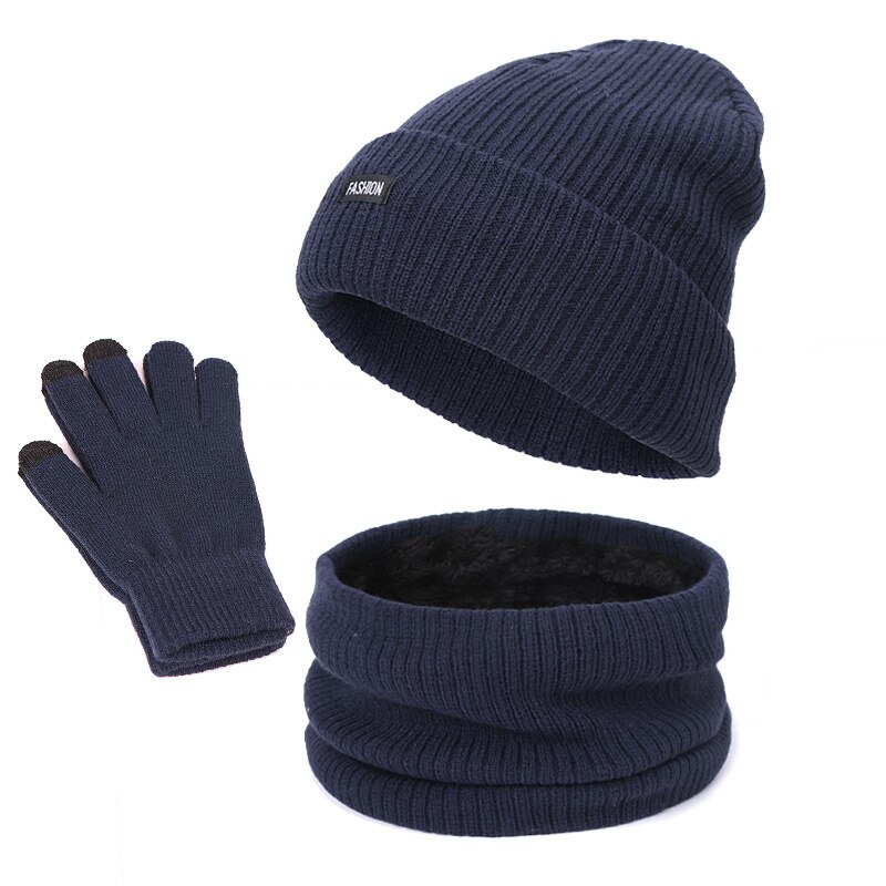 Vrouwen Sjaal Muts Handschoenen Set Drie Stuk Winter Warm Set Vrouwelijke Mannen Unisex Outdoor Casual Gebreide Muts Plus Fluwelen muts Sjaal Set: C