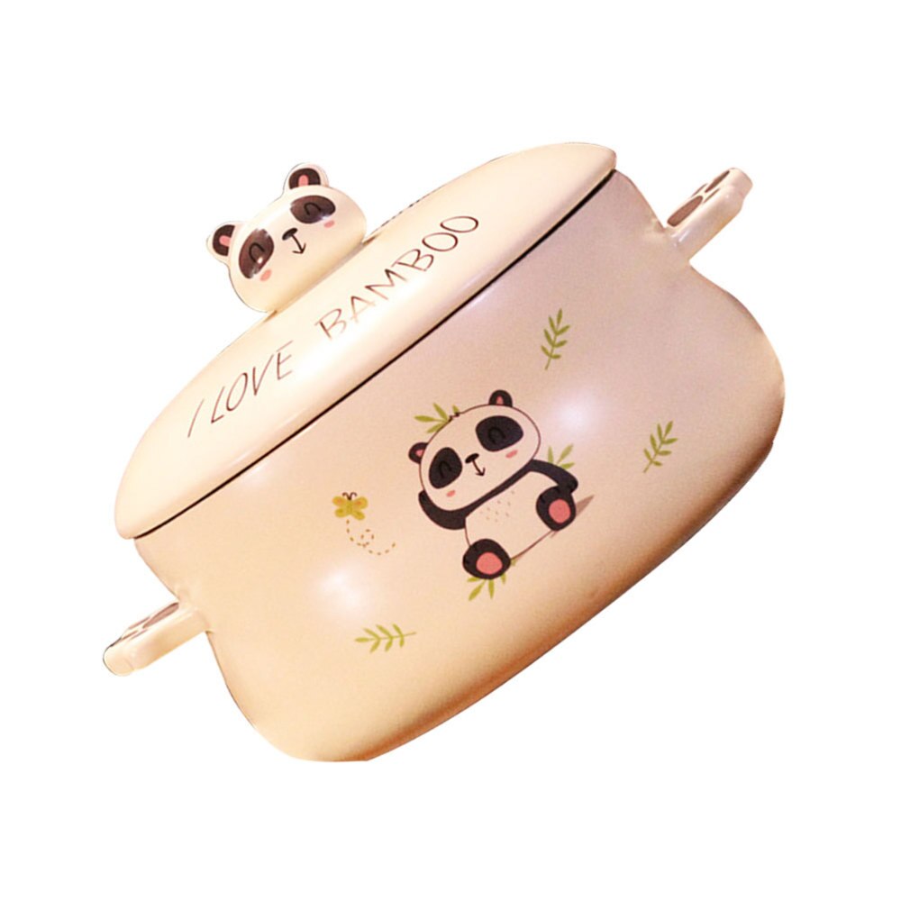 Adorable Panda Ceramic Bowl Instant Noodle Bowl Practical Kitchen Tableware (Thinking Panda)