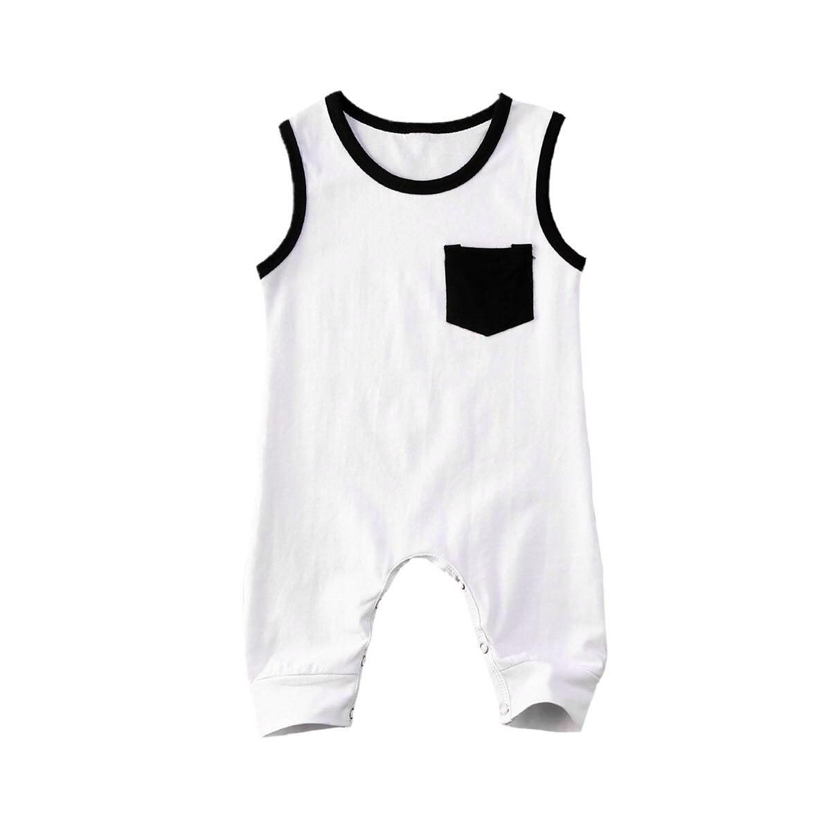 Casual 0-18M Summer Baby Boy Clothing Sleevless Solid Cotton Soft Jumpsuit Boy Outfit: B / 18M