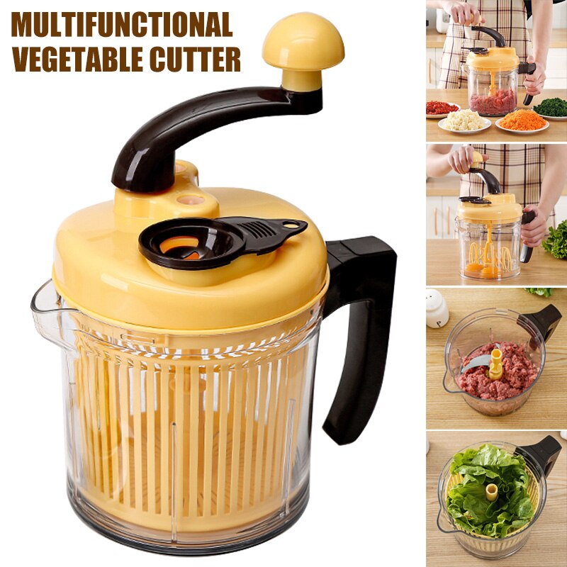 Hand Crank Food Processor Manual Food Chopper Egg Blender Vegetable Dicer Mincer Fruit Chopper MU8669