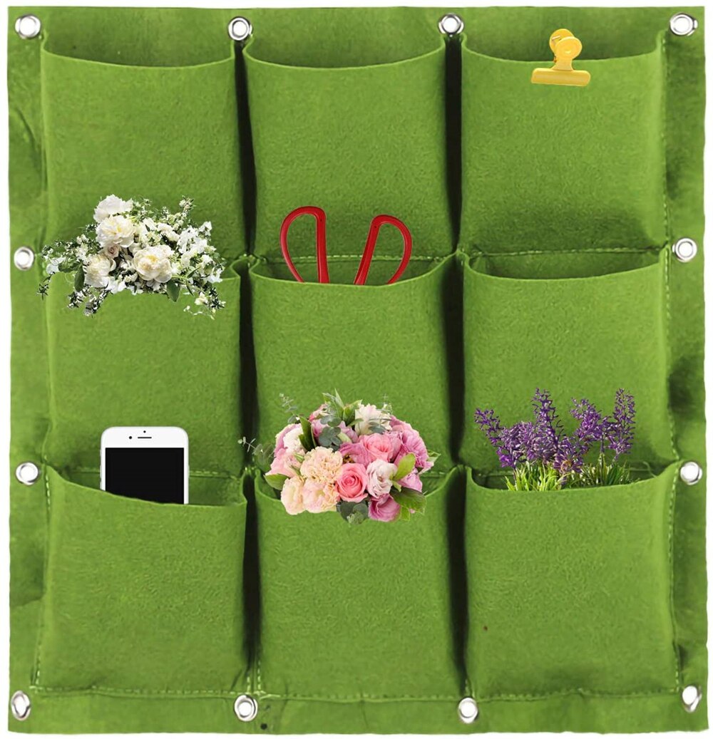 Bolsas de cultivo Vertical de bolsillo, bolsa colgante para plantar en la pared, contenedor para cultivo de flores, bolsillo para decoración del hogar, 6/7/9/18
