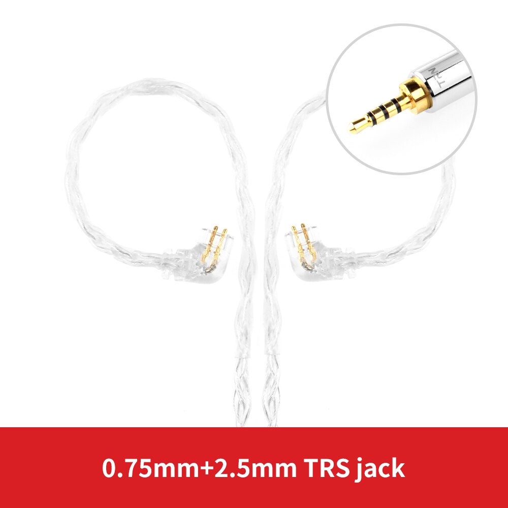 Trn  t3 8- kärnig rent silverkabel 2.5/3.5mm med mmcx /2- polig kontakt uppgraderad kabel hörlurskabel för trn  v90 v80 v10 ba5 st1: Cpin 0.75 2.5mm