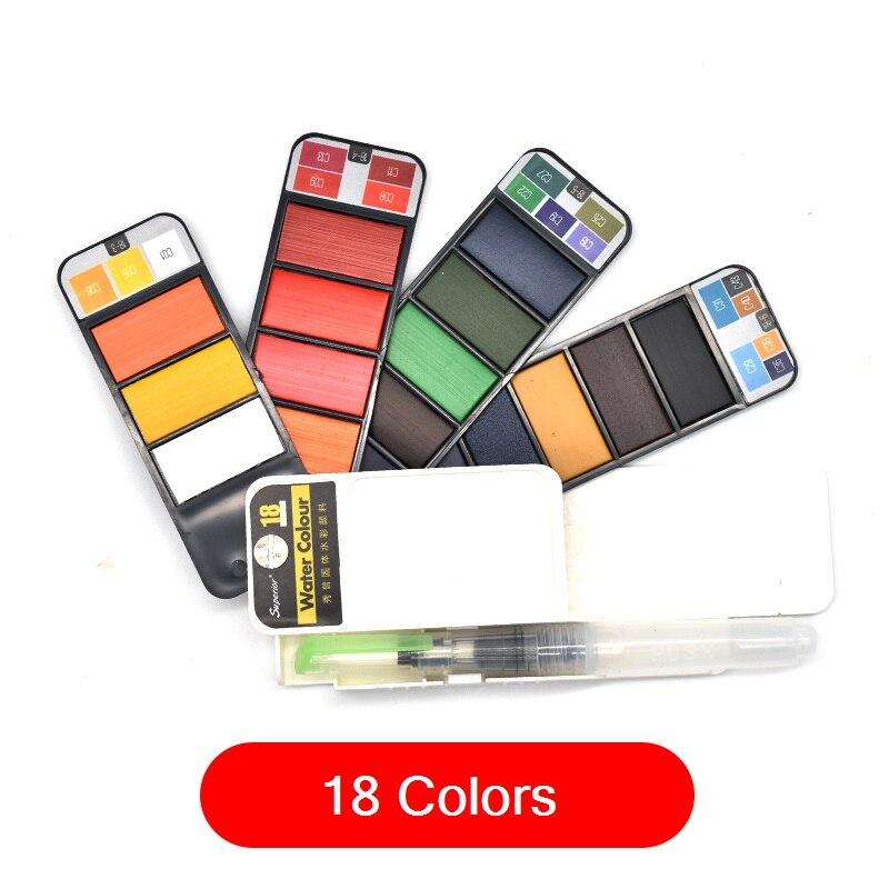 Set De Acuarelas Sólidas 24/36 Colores Con Pincel De Agua Y Esponja – Estuche Metálico Portátil Para Artistas