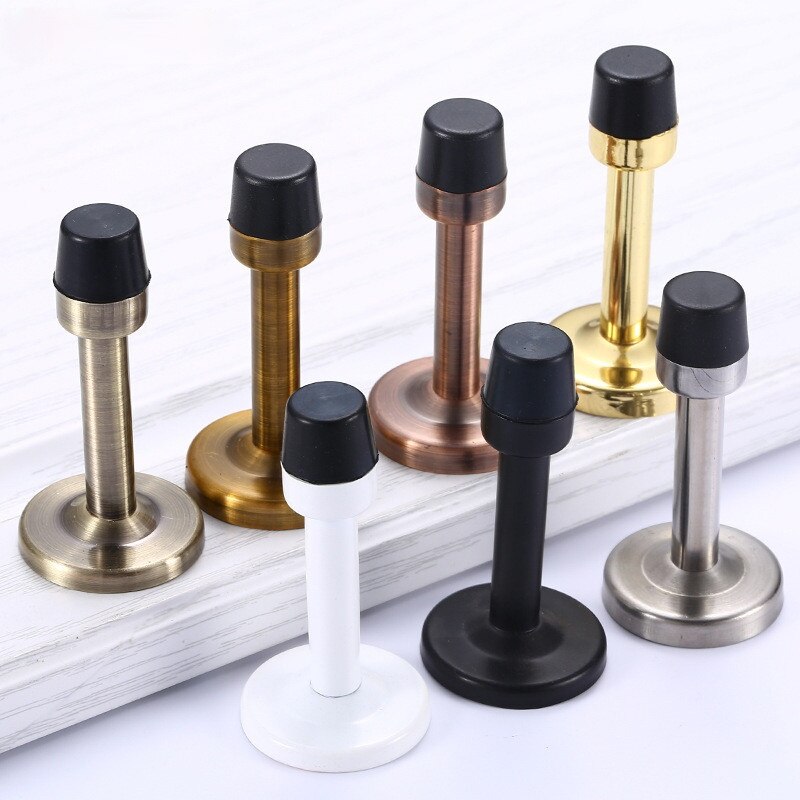 Stainless Steel Door Stops Wall Mounted Door Stopper Rubber Holder Catch Floor Fitting With Screws Bedroom Home Hardware