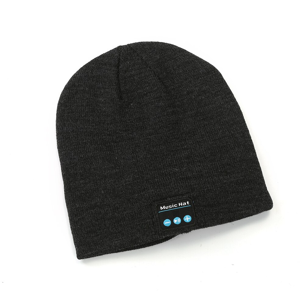 Sports Smart Cap Bluetooth Headset wireless Colorful Music Warm Winter Knitted Hats Stereo handsfree headphone for smartphone: deep Grey