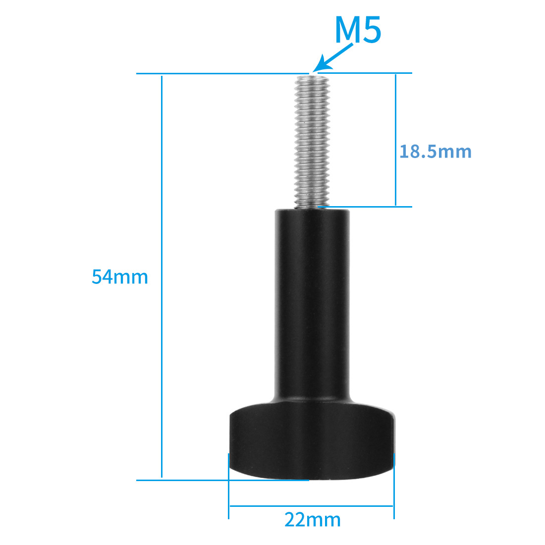 M5 x 18mm Hand Knob Screw Stainless Steel Bolt Metal T Head Hand Tighten Clamping Manual Handle Screw for Gopro 9 8 (Pack of 3): 3x 54mm Screw Black