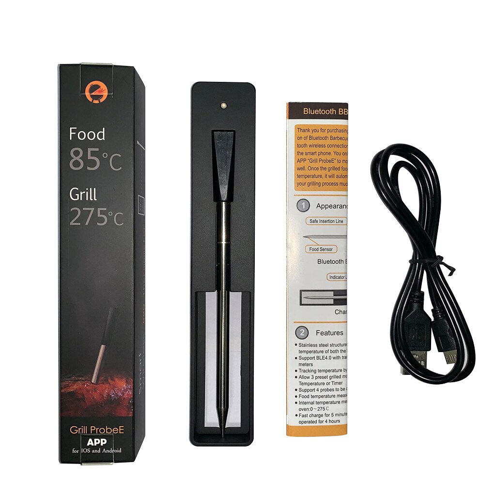 Koken Thermometer Bbq Steak Draadloze Temperatuur Meter Vlees Kip Koken Bluetooth Thermometer Bluetooth Barbecue: With Battery