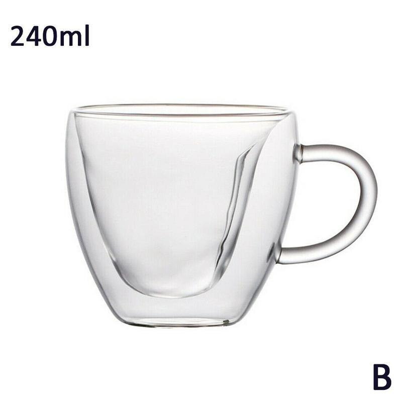 Taza de cristal transparente de doble pared en forma de corazón, resistente al calor, minitaza de doble vaso artesanal para té, 1 Uds., Mu D7G1: B