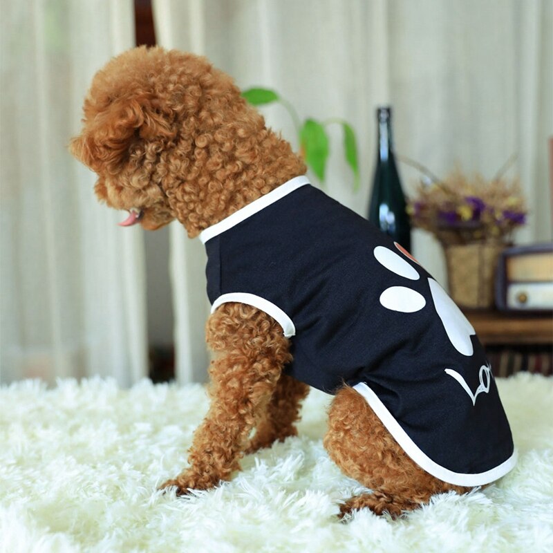 Sommer bomuldsvest t-shirt hund kat hunde tøj med pote trykt hjerte kærlighed frakke kæledyr hvalp sommer tøj tøj