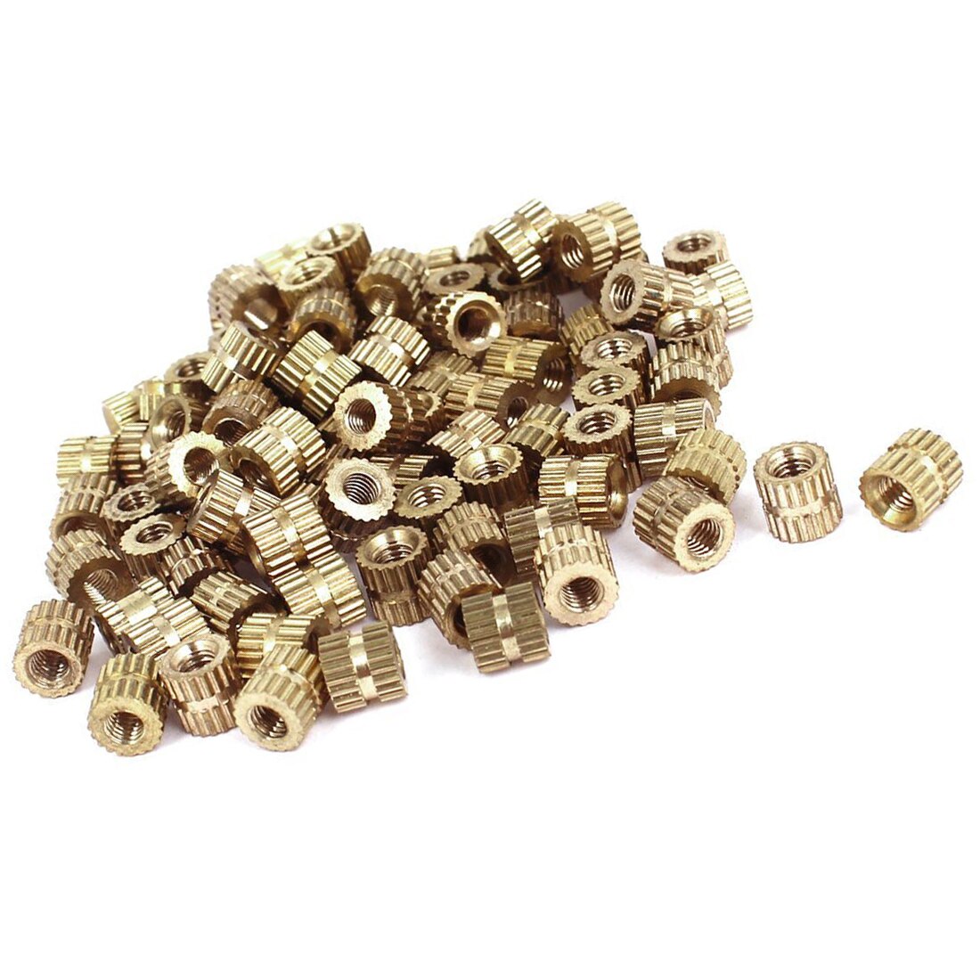 M3x5mm(L)-5mm(OD) Metric Threaded Brass Knurl Round Insert Nuts 100pcs