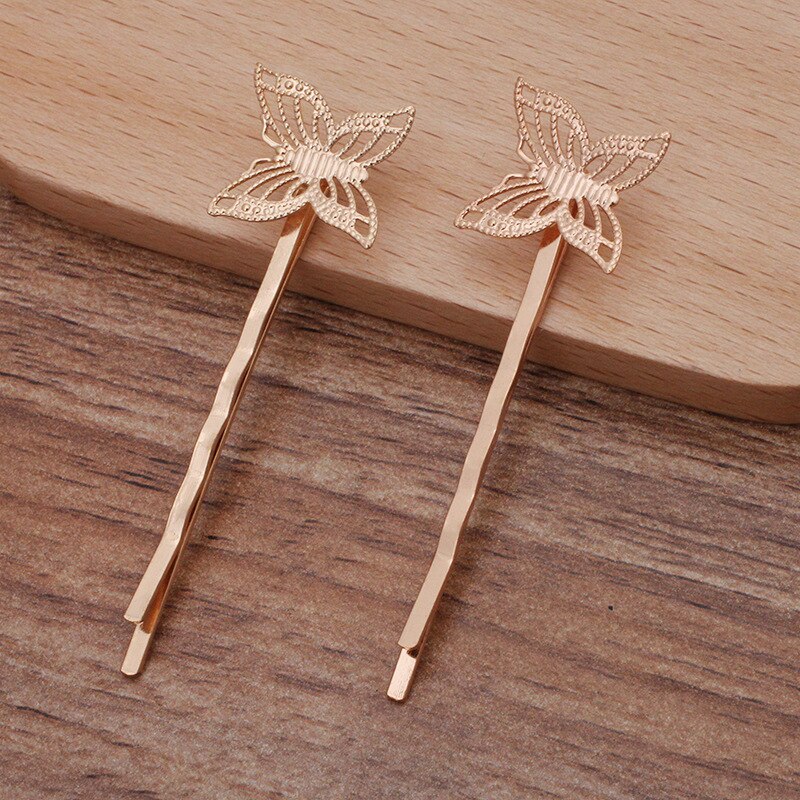 50pc Metal Filigree Butterfly Hair Pins - Handmade Hair Accessories for Women