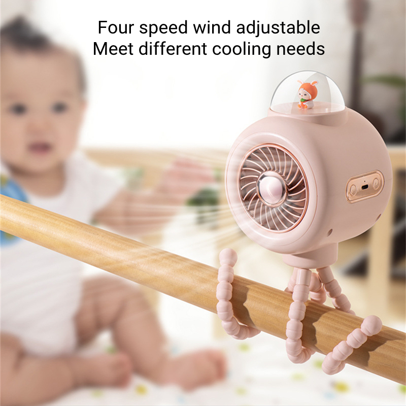 Draagbare Kinderwagenventilator, Op Batterijen Werkende Kleine Clip Op Ventilator, Afneembare Oplaadbare 360 ° Draaiende Flexibele Driepootventilator Met 3 Snelheden