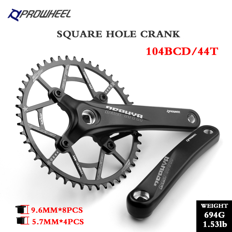 Prowheel 170/175mm manivelle 32-52T plaque pédalier vélo manivelle VTT roue à chaîne pignon trou carré 104BCD accessoires: Bleu / 170mm