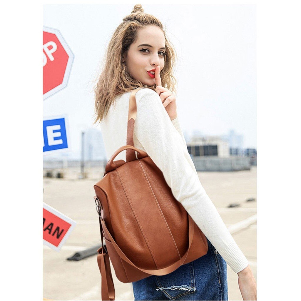 Anti-vol sac à dos pour femmes sac décontracté sauvage cuir souple double usage petit sac à dos pour femme bolsos para mujer feminina
