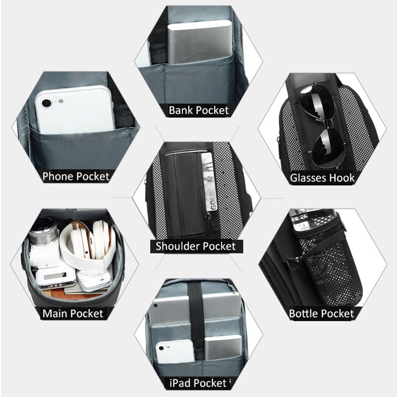OZUKO Umhängetaschen für Männer Sling Tasche USB Lade Wasser Abweisend Business Casual Reise Messenger Brust Schulter Tasche Männlichen