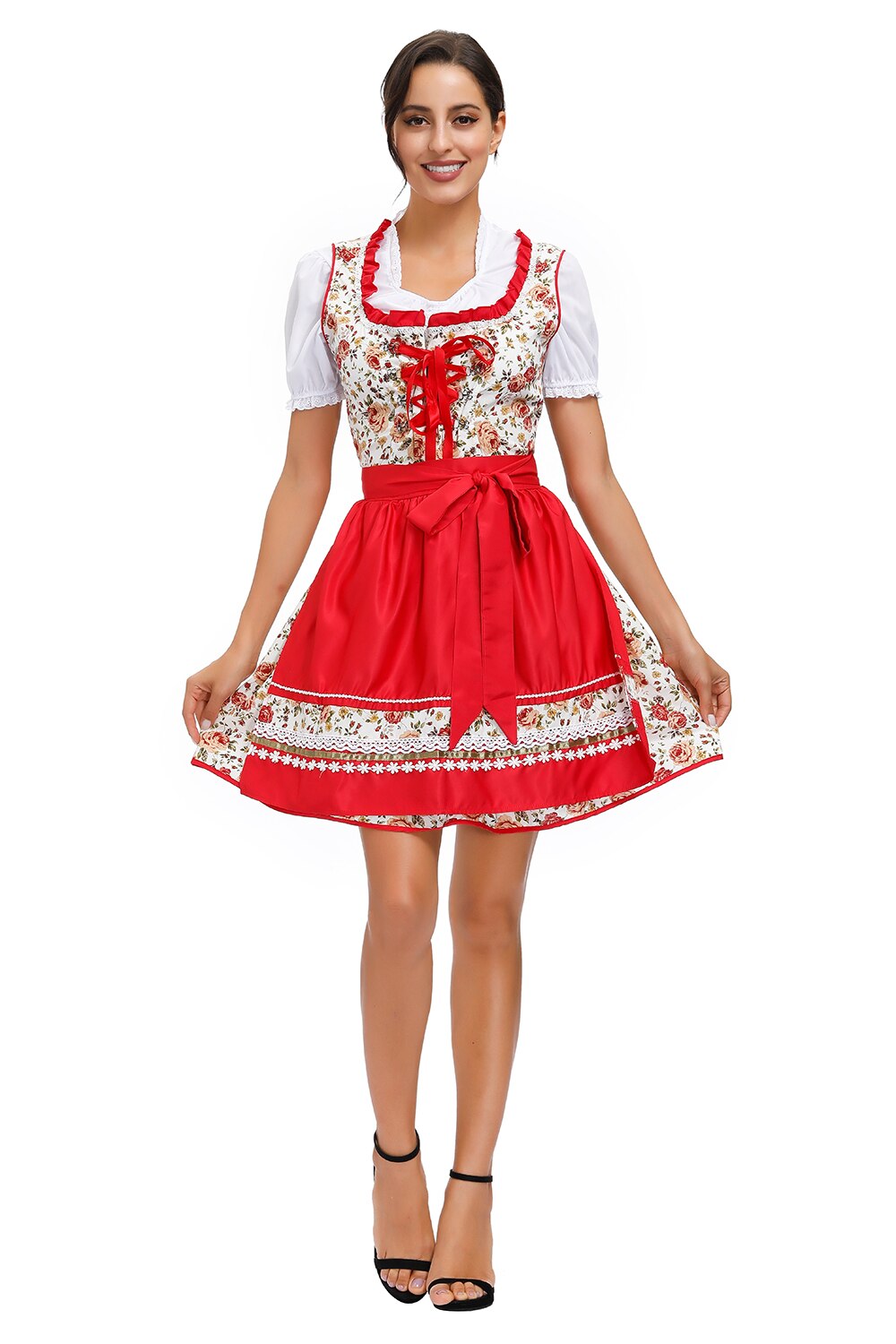S-4XL Traditional Women Oktoberfest Costume German Oktoberfest Bavarian Beer Dirndl Dress Cosplay Party Dress: Style1 / M