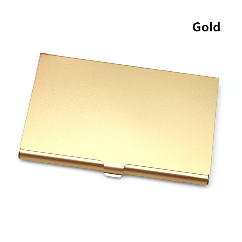 Casual Business Card Case Stainless Steel Aluminum Holder Metal Box Cover Credit Men Business Card Holder Metal Wallet: Gold