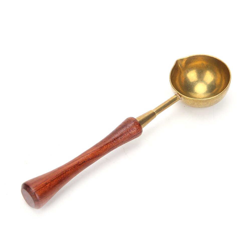 De Madera Retro sello de cera fuego cera fundir cobre cera cuchara estampado herramienta de latón, duradero y mango de madera