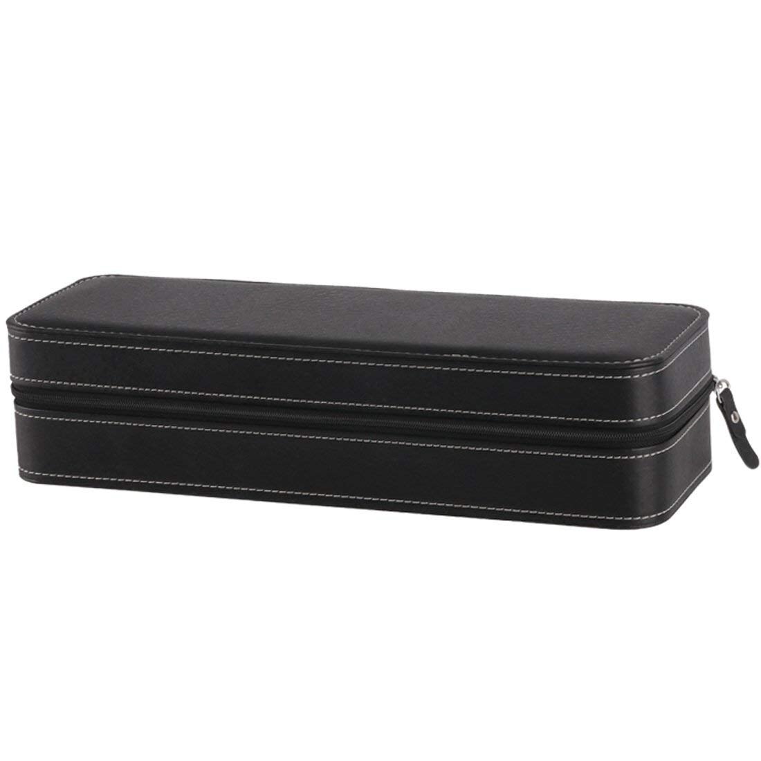 Cajas de reloj de 6 ranuras estuche de cremallera de viaje portátil, caja de almacenamiento de joyas, caja de almacenamiento en Color negro
